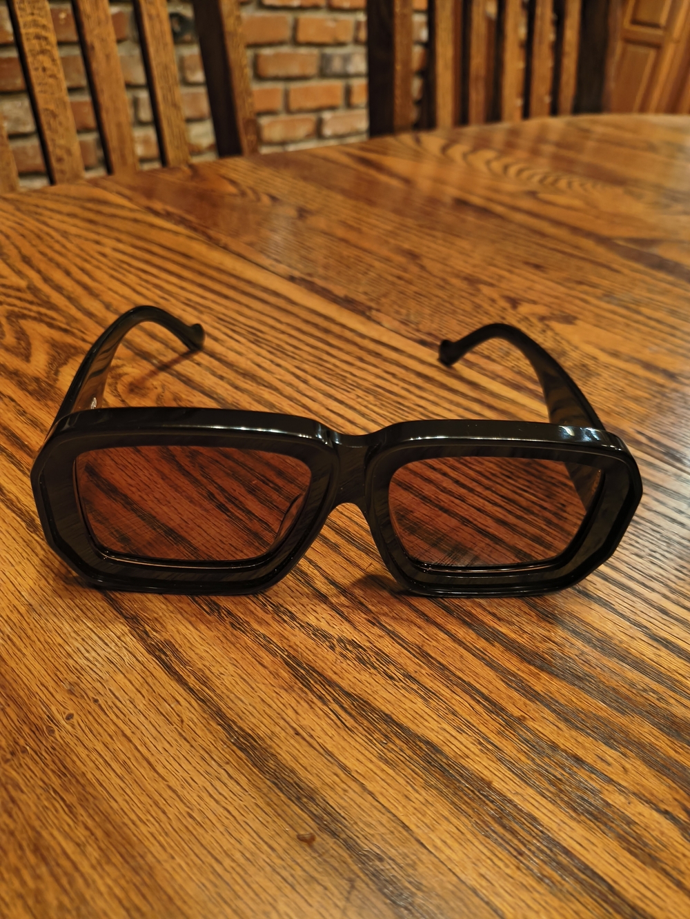 Men's Black Square Frame Sunglasses with Brown Lenses